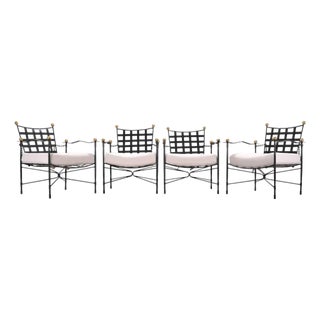 Set of Four Mario Papperzini Amalfi Iron Lounge Garden Chairs For Sale