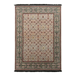 Rug & Kilim Classic Style Rug, Green Trellis Floral Pattern, 5x7 For Sale