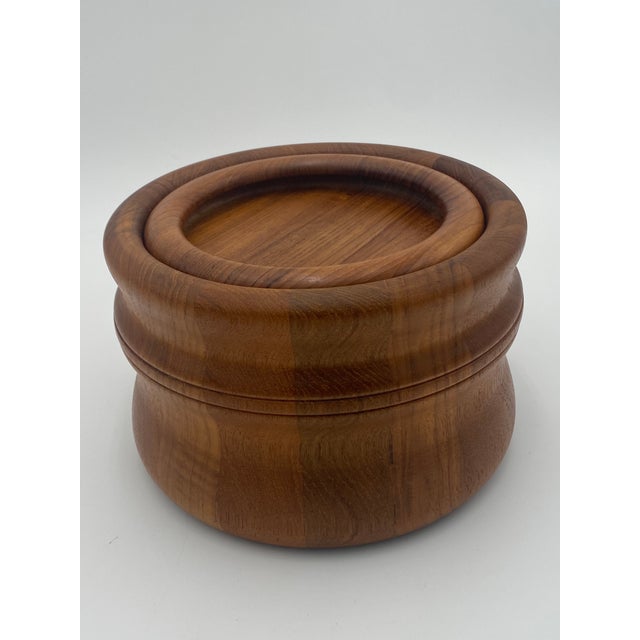 Mid-Century Modern Vintage Danish Nissen Teak Ice Bucket For Sale - Image 3 of 11