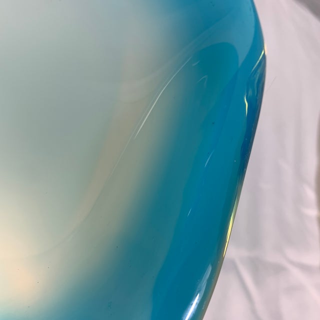 Heavy Italian Seguso Alabastro Series Blue and White Opaline Sommerso Cased Glass Dish For Sale In Chicago - Image 6 of 7