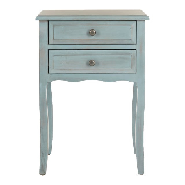 End Table With Storage Drawers in Barn Blue For Sale