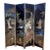 Vintage Chinese Black Lacquer 4-Panel Folding Screen, Hand-Painted Chinoiserie Room Divider For Sale