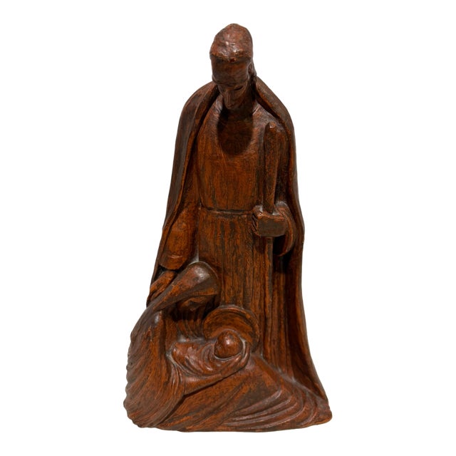 Vintage Grailville Nativity Sculpture – Handcrafted Chalkware Holy Family For Sale