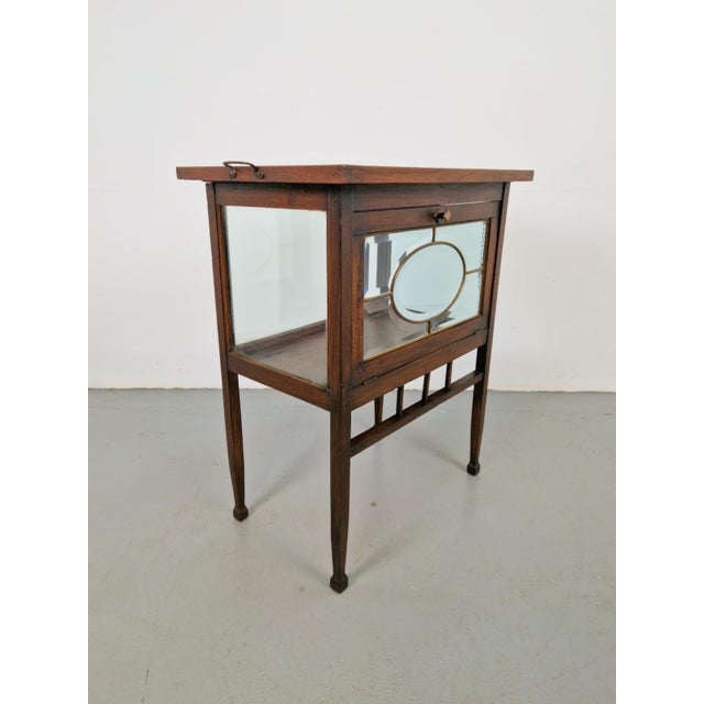 Vintage Tea Cabinet with Facet-Cut Diamond Glass Door and Tray, 1950s For Sale - Image 6 of 11