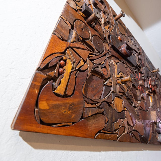 Large Mid-Century Abstract Wood Assemblage Wall Sculpture, 1960s For Sale In Sacramento - Image 6 of 16