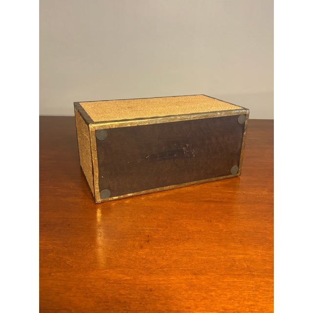 1960s Decorative Burlap and Brass Box — British Colonial Style For Sale In Miami - Image 6 of 6