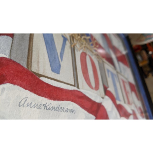 Modern 1999 Watercolor Painting "Vote" by Anne Kinder For Sale - Image 3 of 8