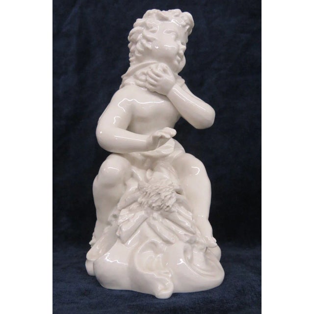 Porcelain White Cherub Wearing a Scarf Sculpture Figurine Made in Italy For Sale - Image 12 of 12