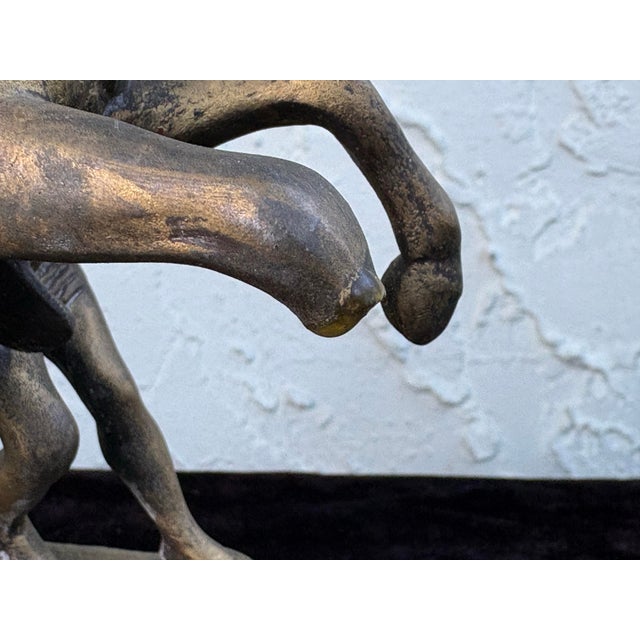 Early 20th Century Signed Classical Bronze-Tone Sculpture of Youth Restraining a Rearing Horse For Sale - Image 9 of 10
