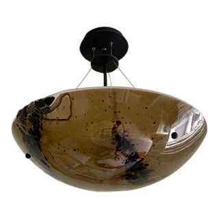 Handcrafted Glass Bowl Pendant Abstract Art Signed 2010 For Sale