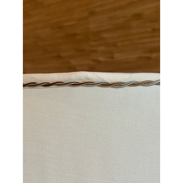 Minimalism Pair of Silk Lampshades With Metallic Trim For Sale - Image 3 of 9