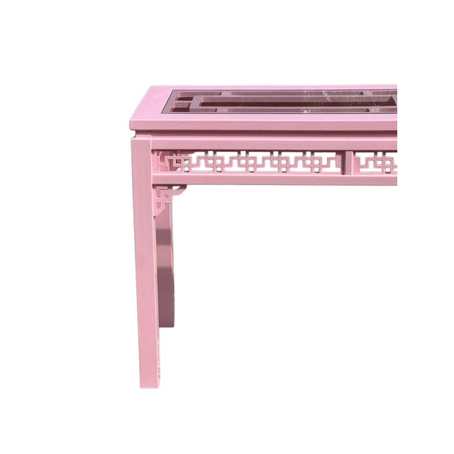 Art Deco 1980’s Chinese Chippendale Fretwork Sofa/Console Table For Sale - Image 3 of 17