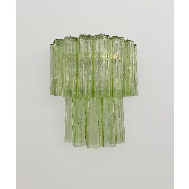 Green Murano Glass Tube Wall Sconces, 1990s, Set of 2 For Sale - Image 4 of 14