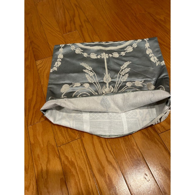 Vintage French double sided blue silver fabric.