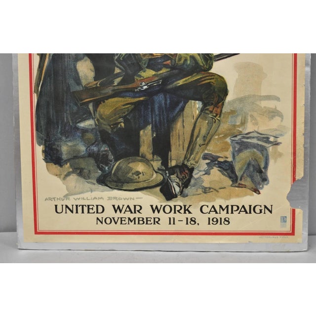Early 20th Century Original Vintage 1918 Wwi Ymca Poster 'For Your Boy' by Arthur Williams Brown For Sale - Image 5 of 12