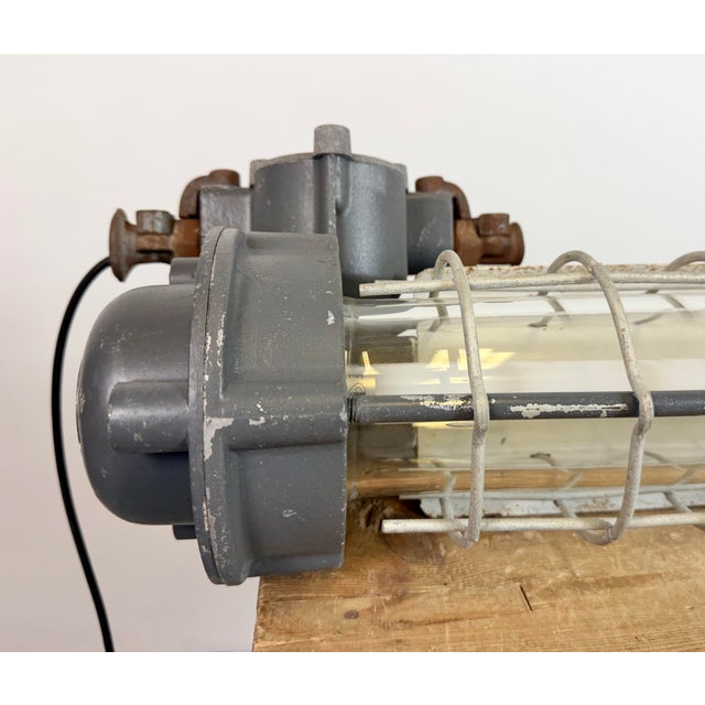 Industrial Grey Hanging Tube Light from Elektrosvit, 1970s For Sale - Image 18 of 18