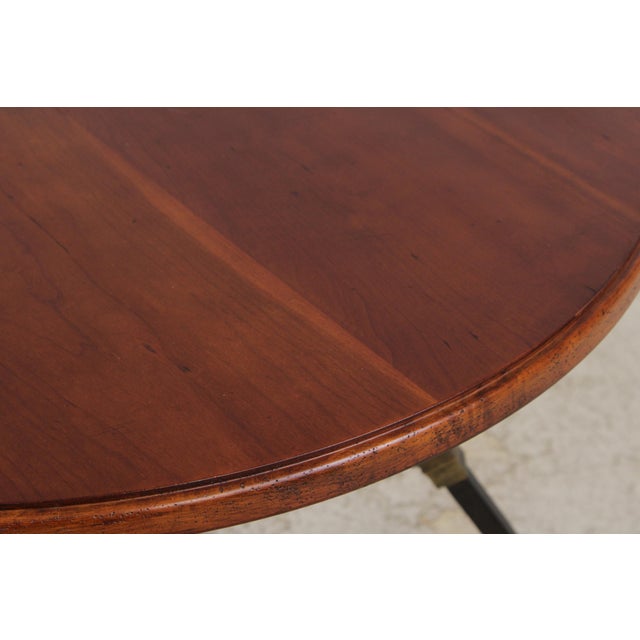 1990s Round Cherry Top Wrought Iron Base Dining or Center Table For Sale - Image 5 of 14