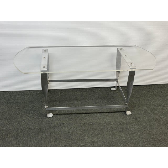 Vintage Custom Design Acrylic + Metal Coffee Table For Sale - Image 9 of 12