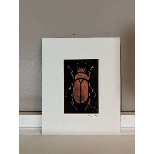 Contemporary Jupiter Beetles (Set of 2, Mixed Media Linocut Prints) For Sale - Image 3 of 3