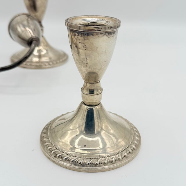 Midcentury Duchin Creation Weighted Sterling Silver Three-Way Convertible Candelabra — A Pair For Sale - Image 9 of 10