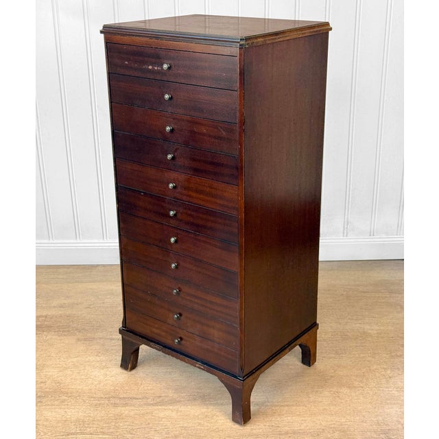 Traditional Antique Traditional Mahogany 11-Drawer Sheet Music File Cabinet For Sale - Image 3 of 13
