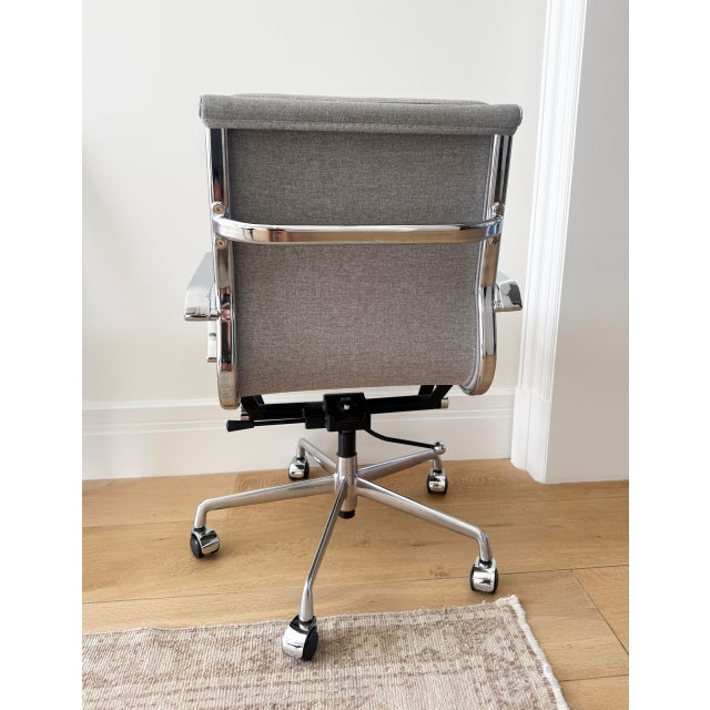 2010s Light Gray Padded Fabric Modern Office Chair For Sale - Image 5 of 6