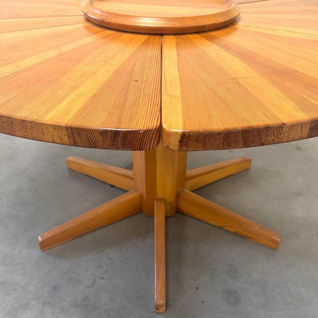 Wood Round Pine Dining Table, 1970s For Sale - Image 7 of 12