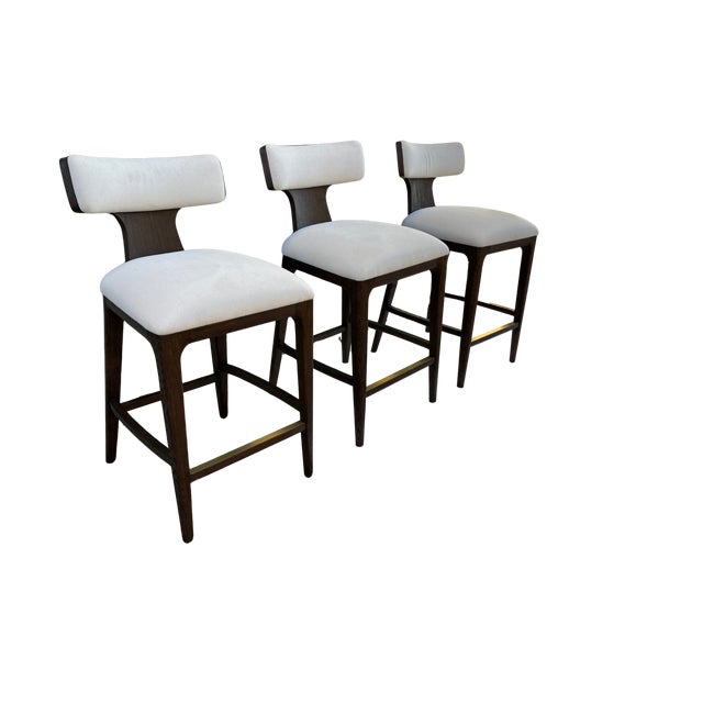 Rh Ligné Fabric Bar & Counter Stools — Set of 3 For Sale - Image 13 of 15