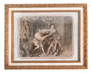 P. Rossi, Joseph Tempted by Potiphar's Wife, Charcoal on Paper, 1880