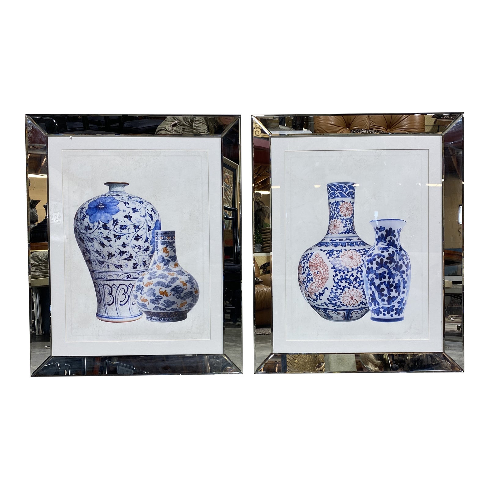 Mirrored Frame Ginger Jar Prints a Pair Chairish