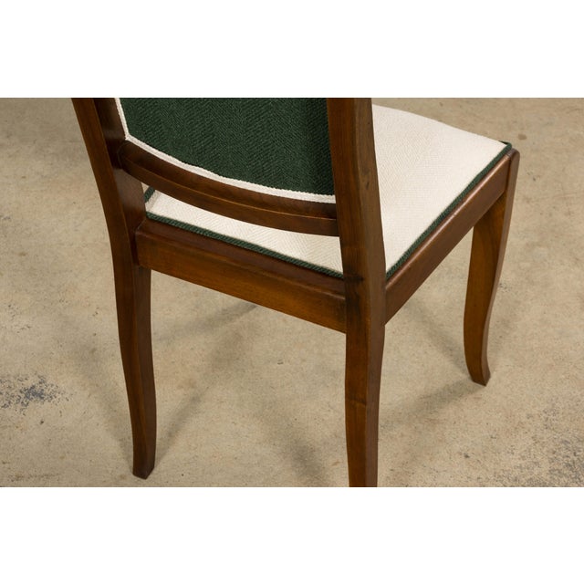 Set of Six 1930s French Art Deco Mustache Back Walnut Dining Chairs For Sale - Image 9 of 18