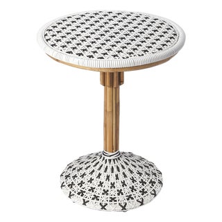 Tenor 23.5 in. W Round Rattan Bistro Table, Black For Sale