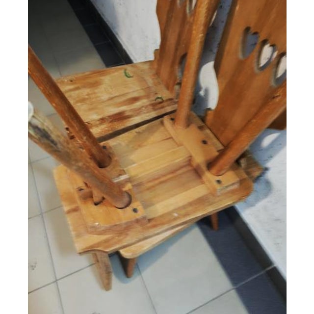 Folk Art Pine Wood Chairs, 1970s, Set of 3 For Sale - Image 9 of 15