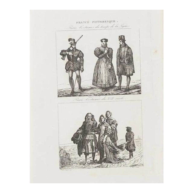 Paris Costumes - Lithograph - 19th-Century For Sale