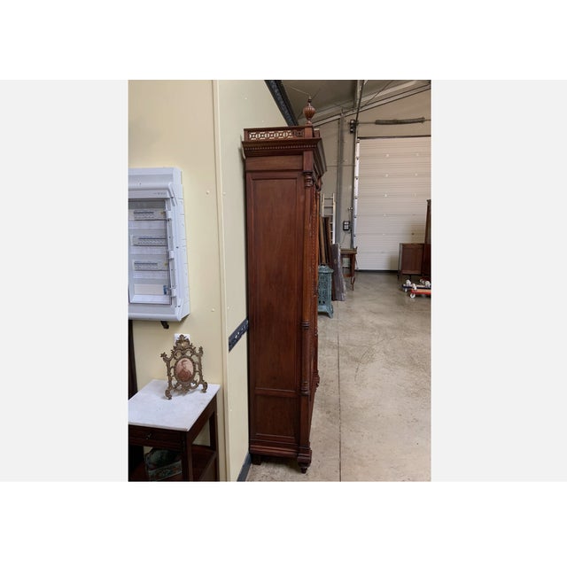 Wood Antique Art Nouveau Walnut Display Column Bookcase, 1910s For Sale - Image 7 of 10