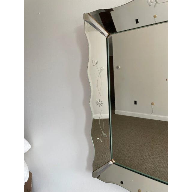 Mid-Century Modern Vintage Art Deco Venetian Scalloped Shadowbox Mirror For Sale - Image 3 of 12