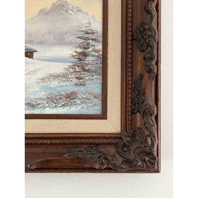 Small Vintage Winter Landscape Oil Painting by Van Bell For Sale - Image 4 of 11