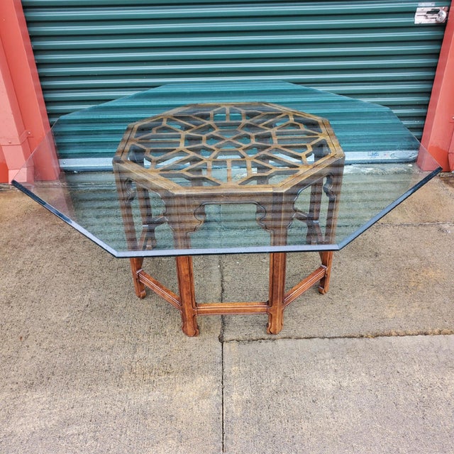 Vintage Thomasville “Mystique” Octagonal Dining Table W/Glass Top