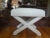 White 1970s Mid Century X Base Billy Baldwin Style Ottoman For Sale - Image 8 of 8
