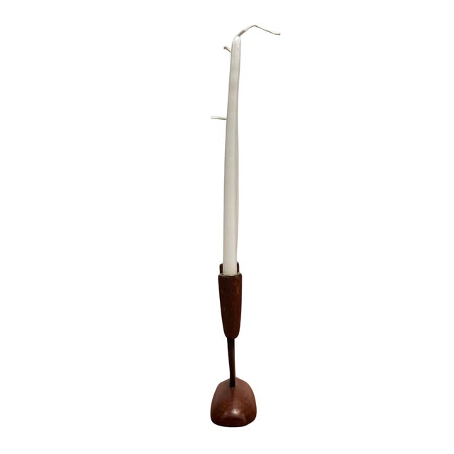 Mid-Century Modern Vintage Danish Modern Teak & Black Metal Four-Light Candelabra For Sale - Image 3 of 5