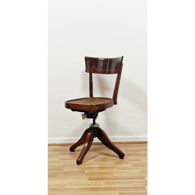 Antique Swivel Desk Chair in Beech, 1890s For Sale - Image 3 of 16