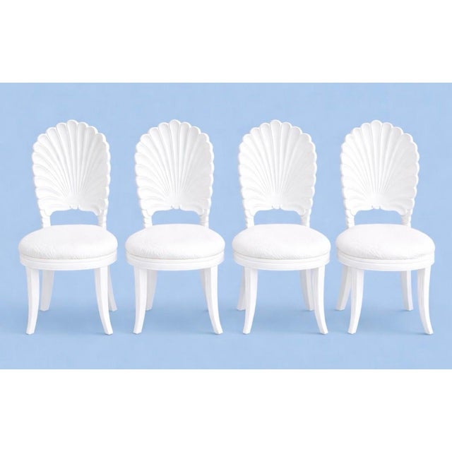 White 1950s Set of Four Grotto, Shell Back, Dining Chairs For Sale - Image 8 of 8