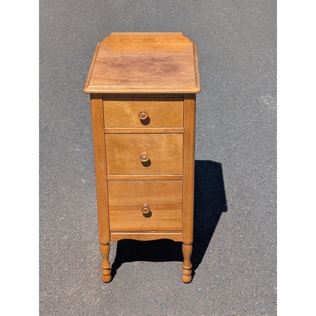 Vintage Art Deco Nightstand End Table Maple Bedroom Stand Bedside Table For Sale In Washington DC - Image 6 of 8