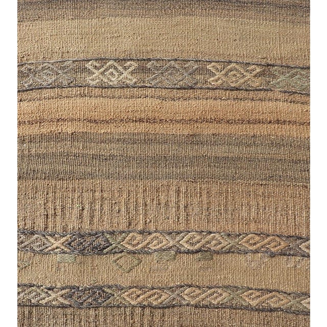 Earthy Toned Vintage Turkish Kilim Runner With Geometric Motifs 2'5 X 7'3 For Sale - Image 4 of 10