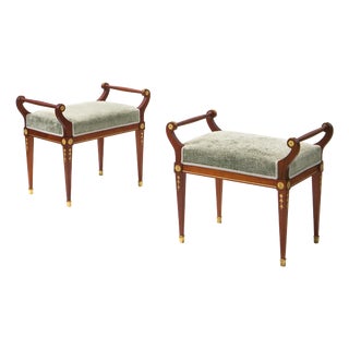 Set of Antique Empire Style Ottomans, 1890s For Sale