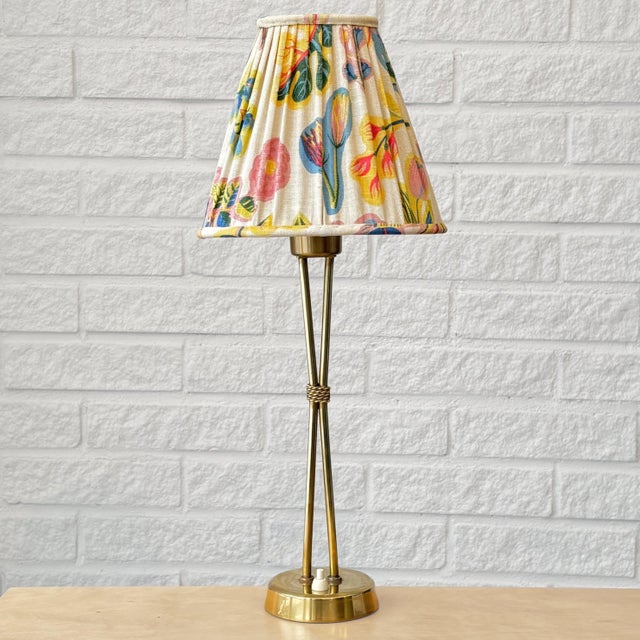 Vintage Table Lamp in Brass and Textile by Hans Bergström for Ateljé Lyktan, 1940s For Sale - Image 16 of 16