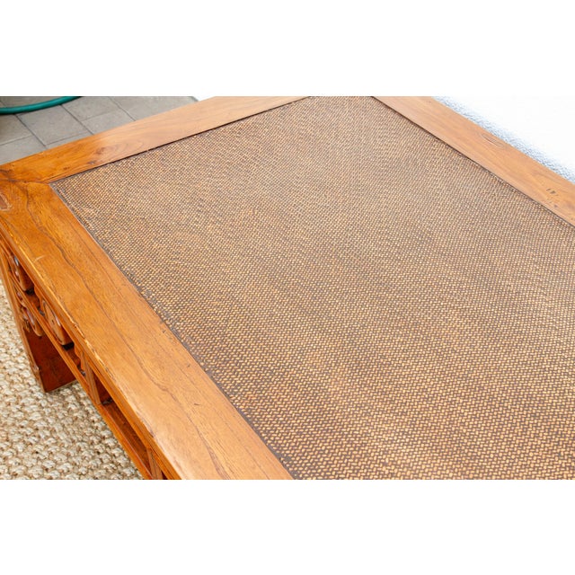 Large Antique Qing Woven Top Coffee Table For Sale - Image 13 of 14