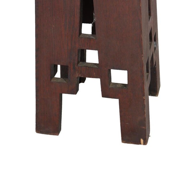 Wood Antique Frank Lloyd Wright School Arts & Crafts Oak Cut Out Plant Stand C1910 For Sale - Image 7 of 7