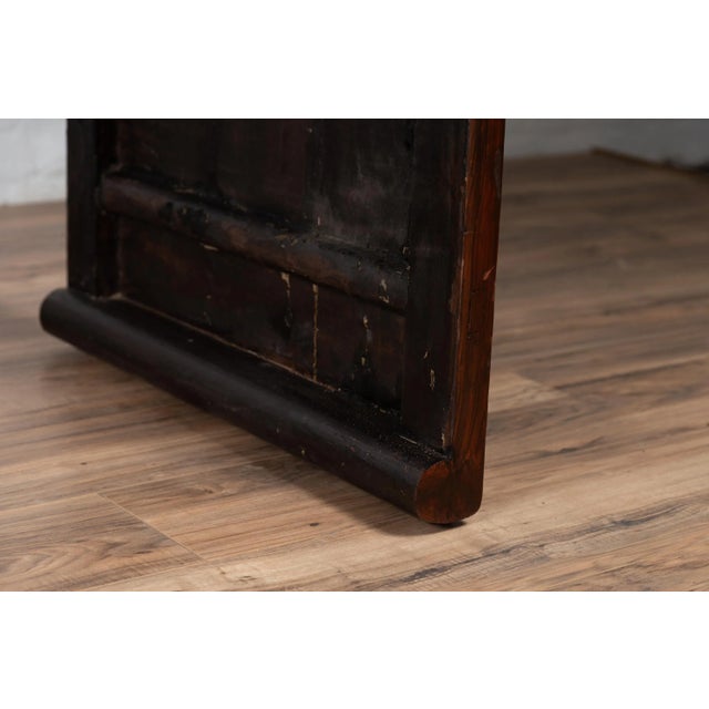 Burmese Vintage Waterfall Console Table with Scrolling Feet and Dark Patina For Sale - Image 12 of 13