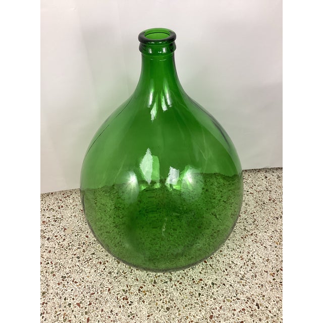 Italian Mid 20th Century Emerald Green 54 Liter Italian Demijohn For Sale - Image 3 of 5